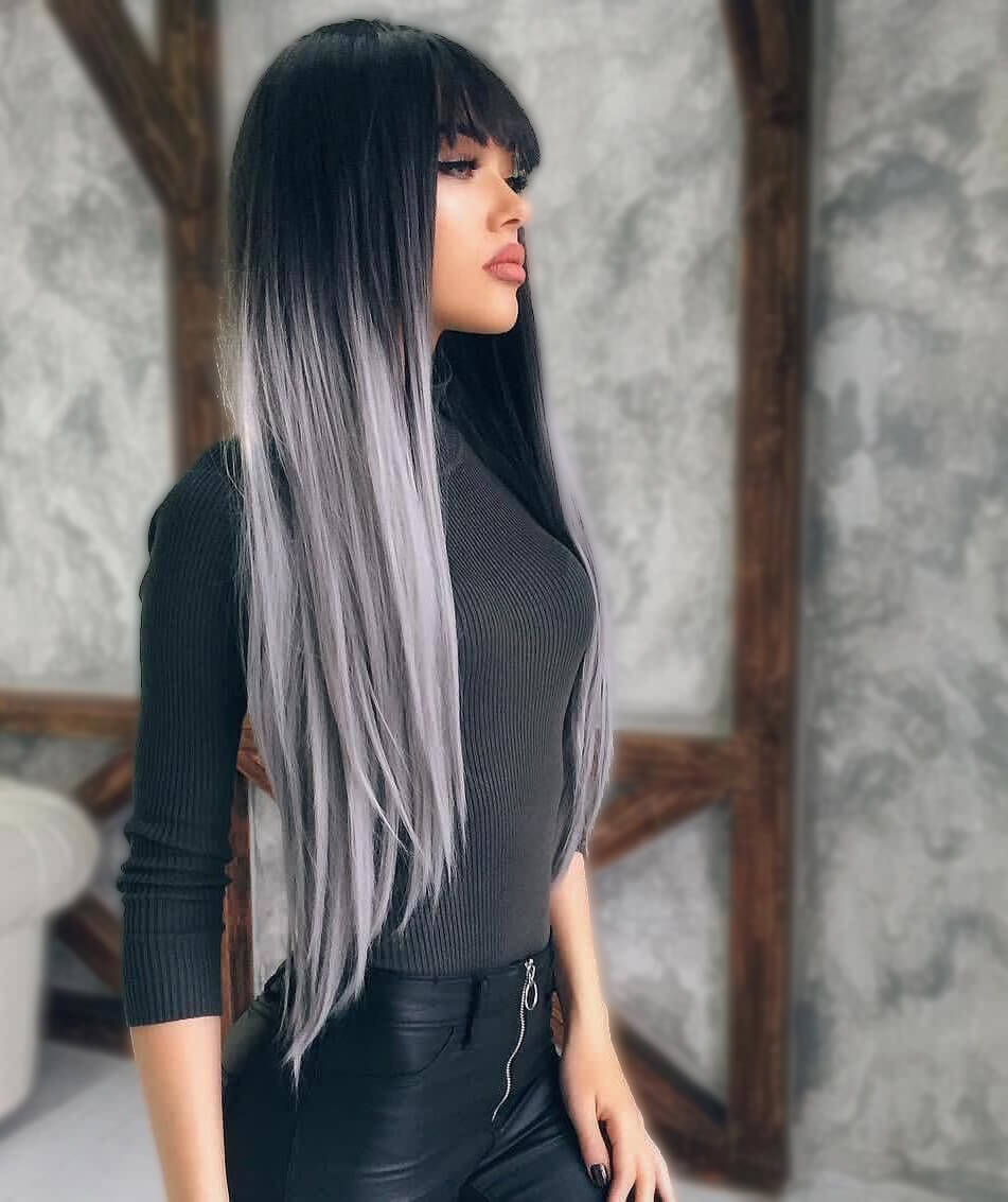 BLACK TO GRAY OMBRE hairstyle